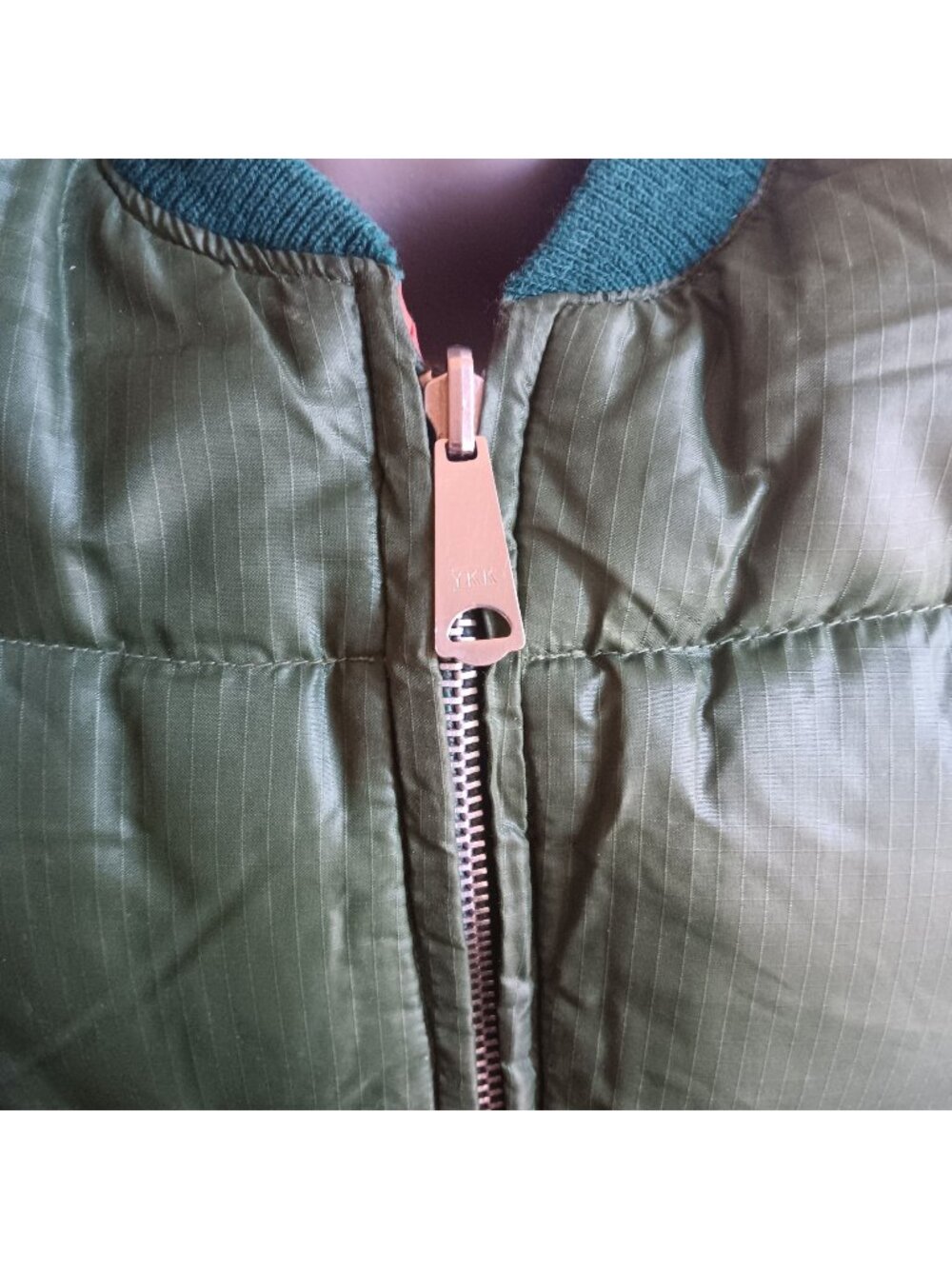 True Vintage Puffer Vest Large Green Down Fill Reversible 1980's nylon Hunting